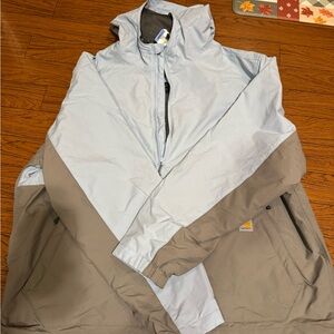 Carhartt Light Blue and Tan waterproof Windbreaker